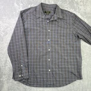 Eddie Bauer Shirt Mens Sz XL Gray White Red Blue Flannel Classic Fit Button Up
